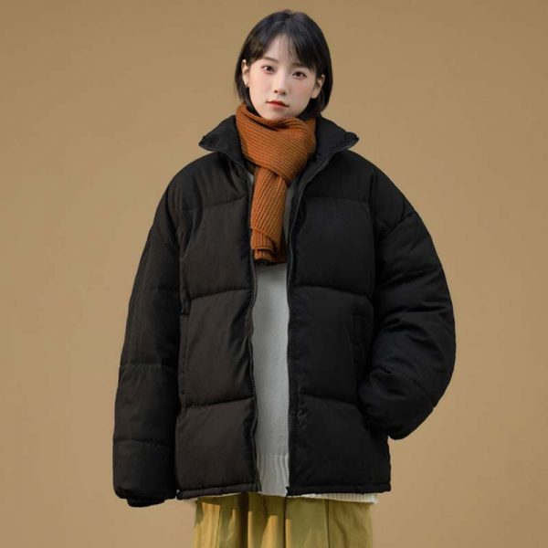 Pure Color Loose Zipper Coat - Modakawa Modakawa