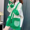 Colorblock Lattice Pocket Casual Cardigan Sweater - Modakawa Modakawa